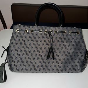Dooney & Bourke Signature Print Satchel/Crossbody Bag in Dark Grey